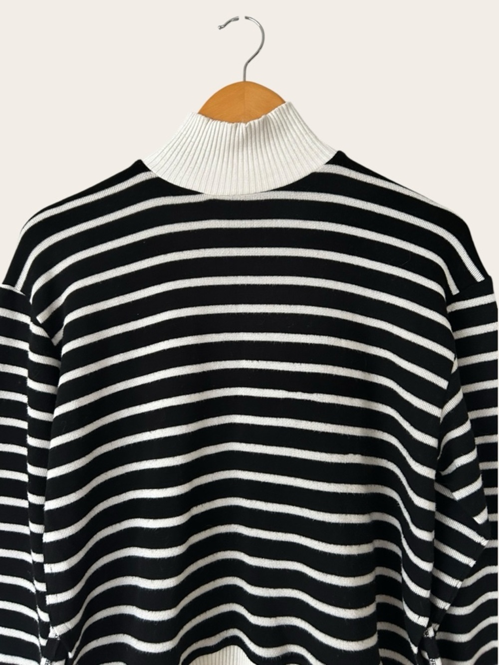 Zara Black White Striped Turtleneck Oversized - Picture 2 of 7